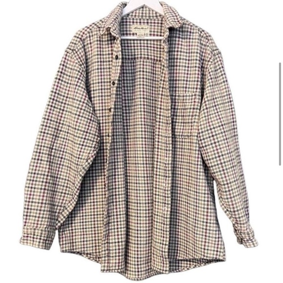 Eddie Bauer Houndstooth Cotton Flannel Men’s Button Down Shirt Size XL Tall - Picture 6 of 9